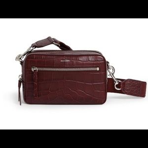 NWOT All Saints red croc box bag/belt bag